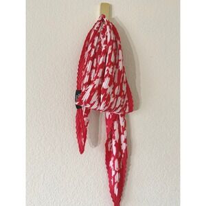 Galeries Lafayette Red White Floral Pleated Scarf Plisse Accordion Print Womens